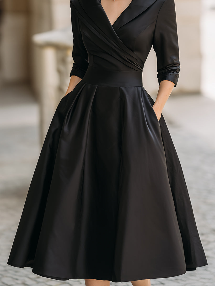 VICTORIA™ | Satin Elegance Midi Dress
