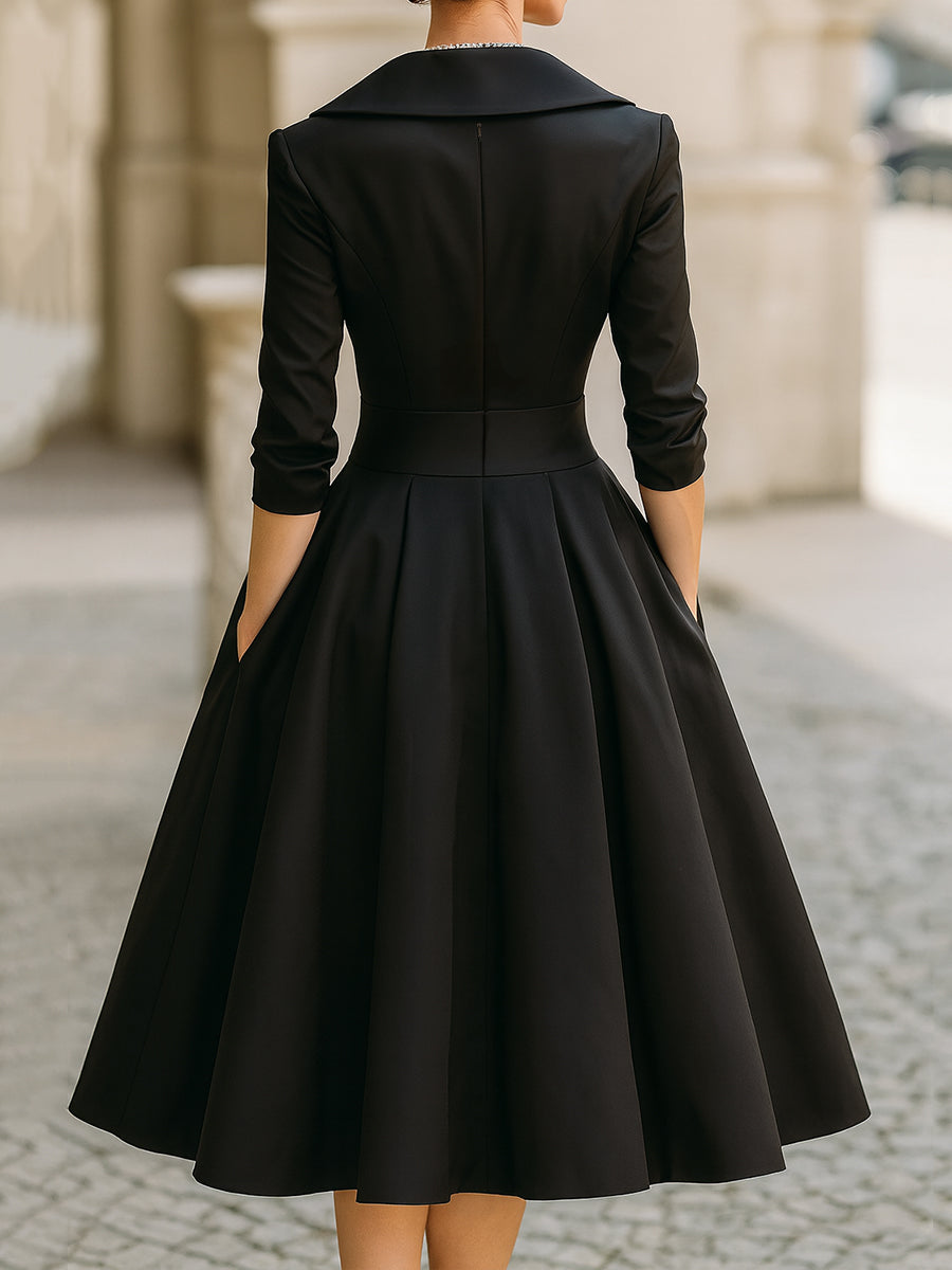 VICTORIA™ | Satin Elegance Midi Dress