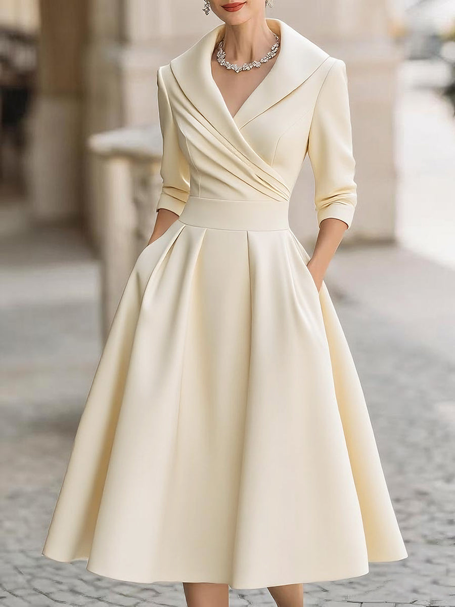 VICTORIA™ | Satin Elegance Midi Dress