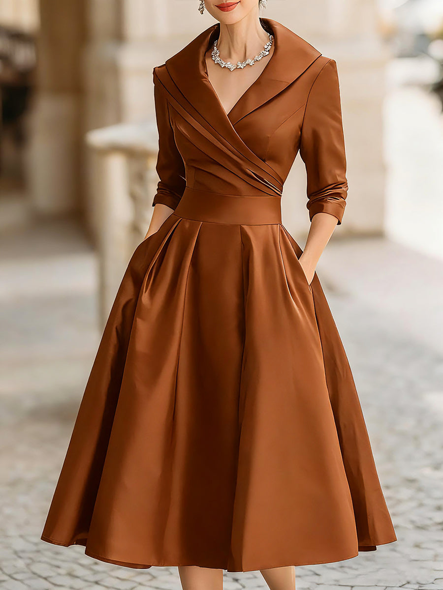 VICTORIA™ | Satin Elegance Midi Dress