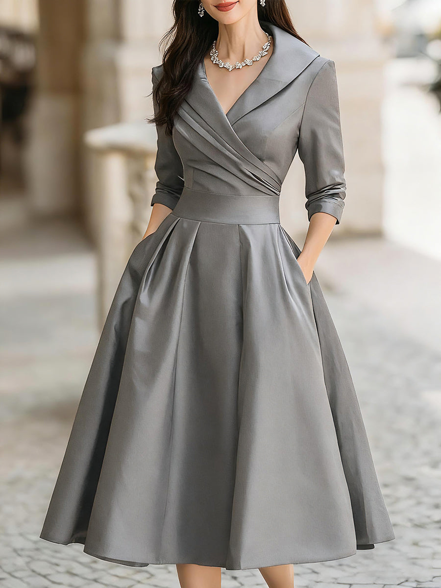 VICTORIA™ | Satin Elegance Midi Dress