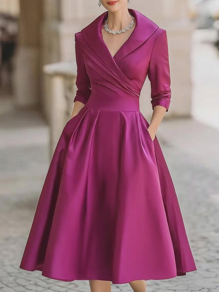 VICTORIA™ | Satin Elegance Midi Dress