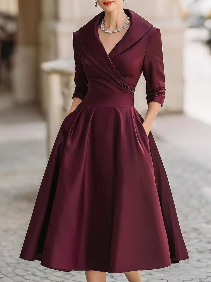 VICTORIA™ | Satin Elegance Midi Dress