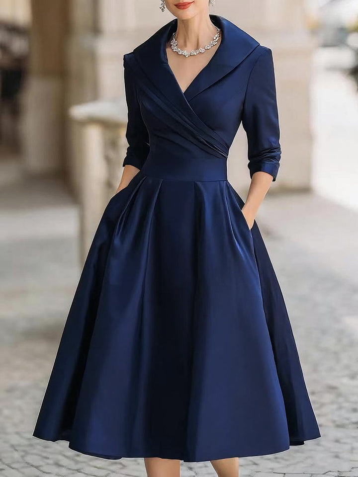 VICTORIA™ | Satin Elegance Midi Dress