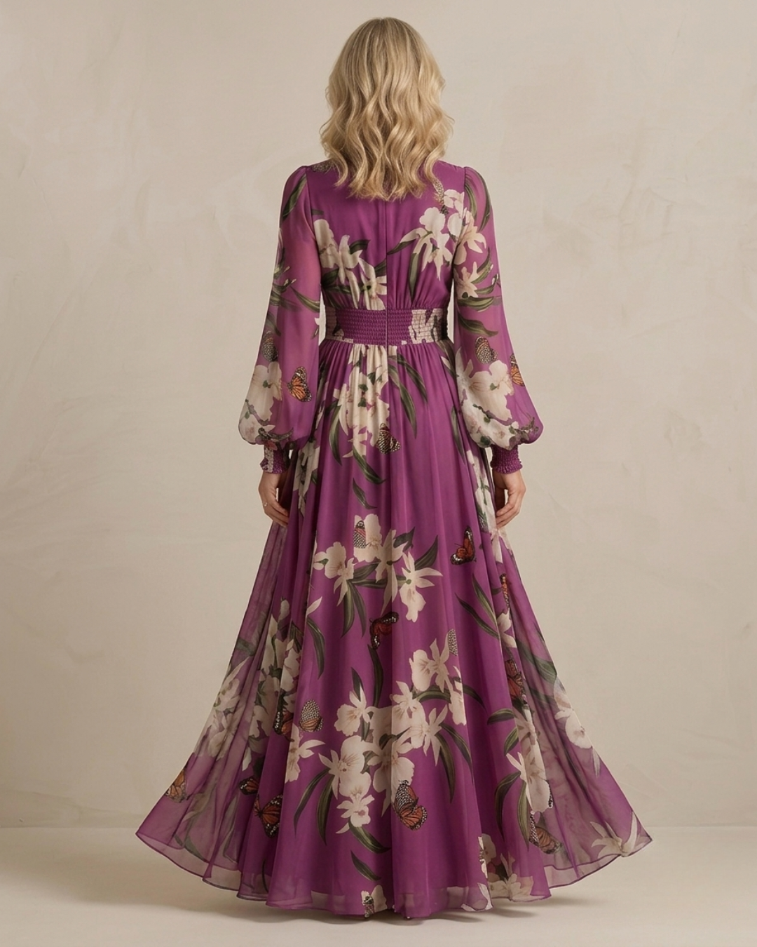 ISADORA — Floral Butterfly Chiffon Maxi Dress