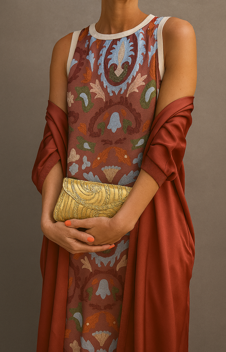 ÉLINA | Printed Maxi Dress & Cardigan Set