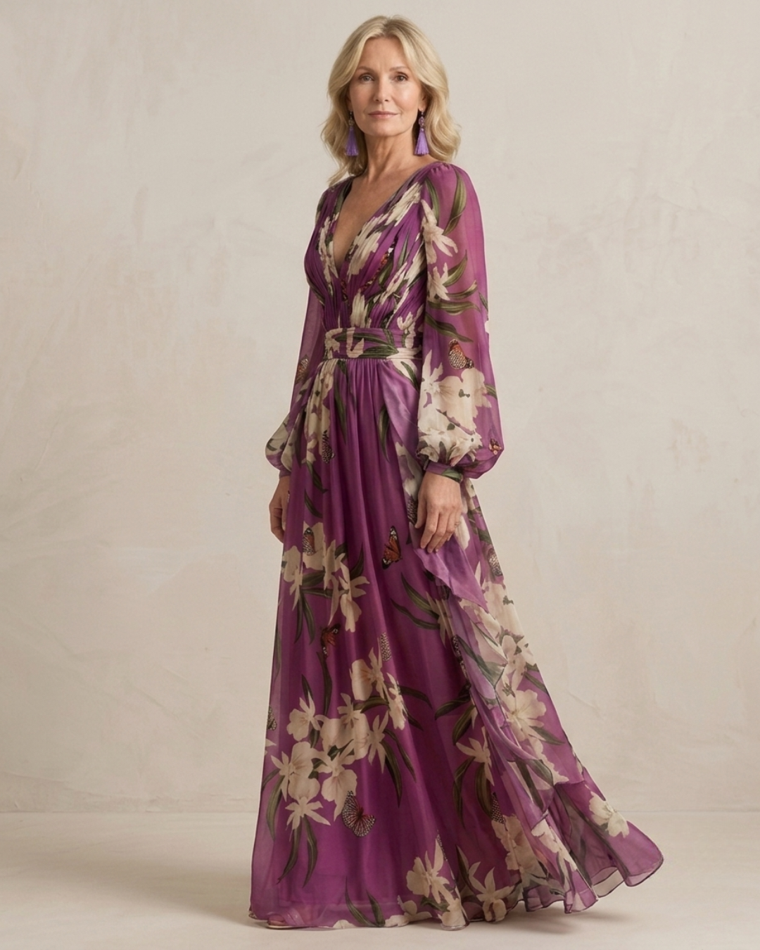 ISADORA — Floral Butterfly Chiffon Maxi Dress