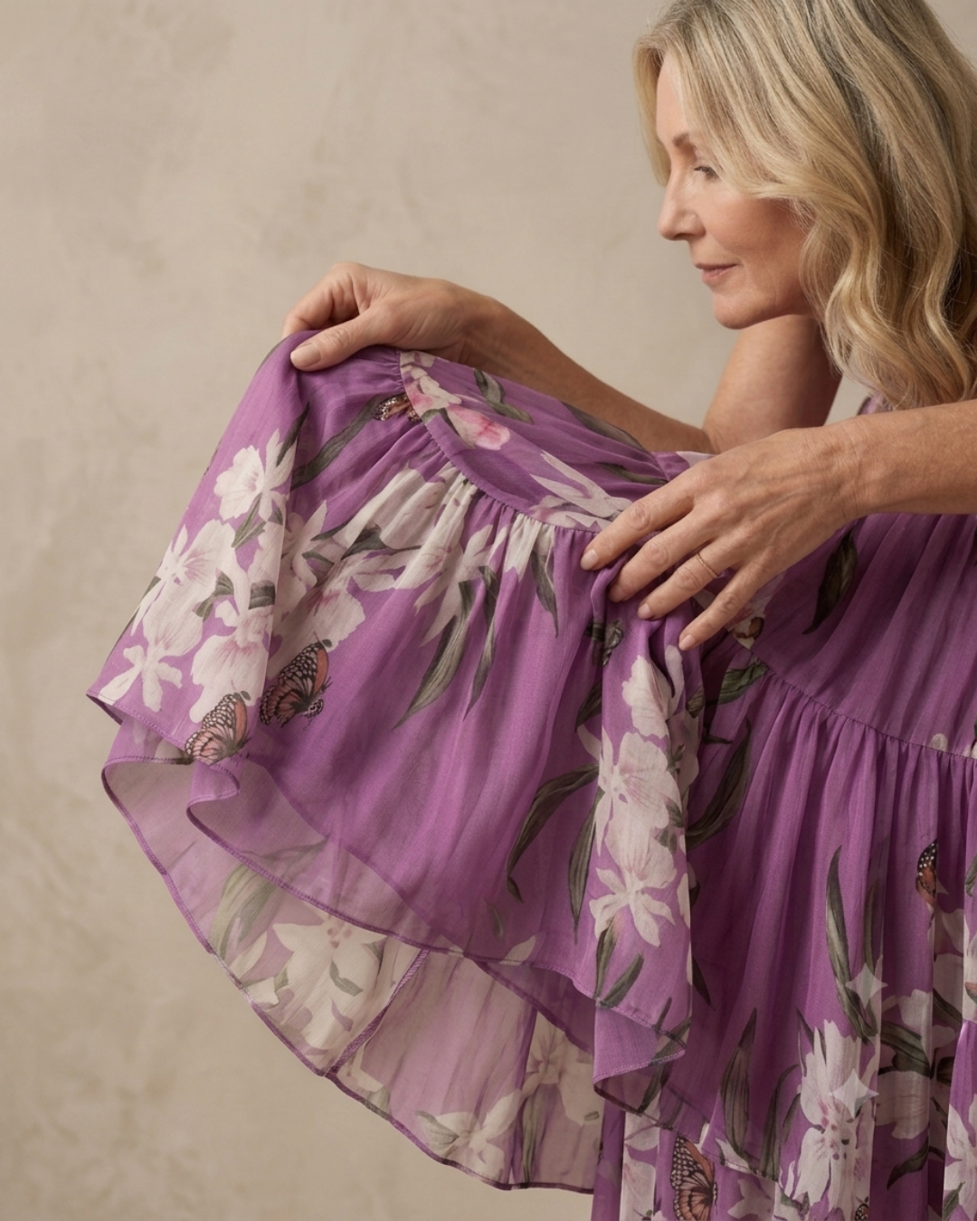 ISADORA — Floral Butterfly Chiffon Maxi Dress