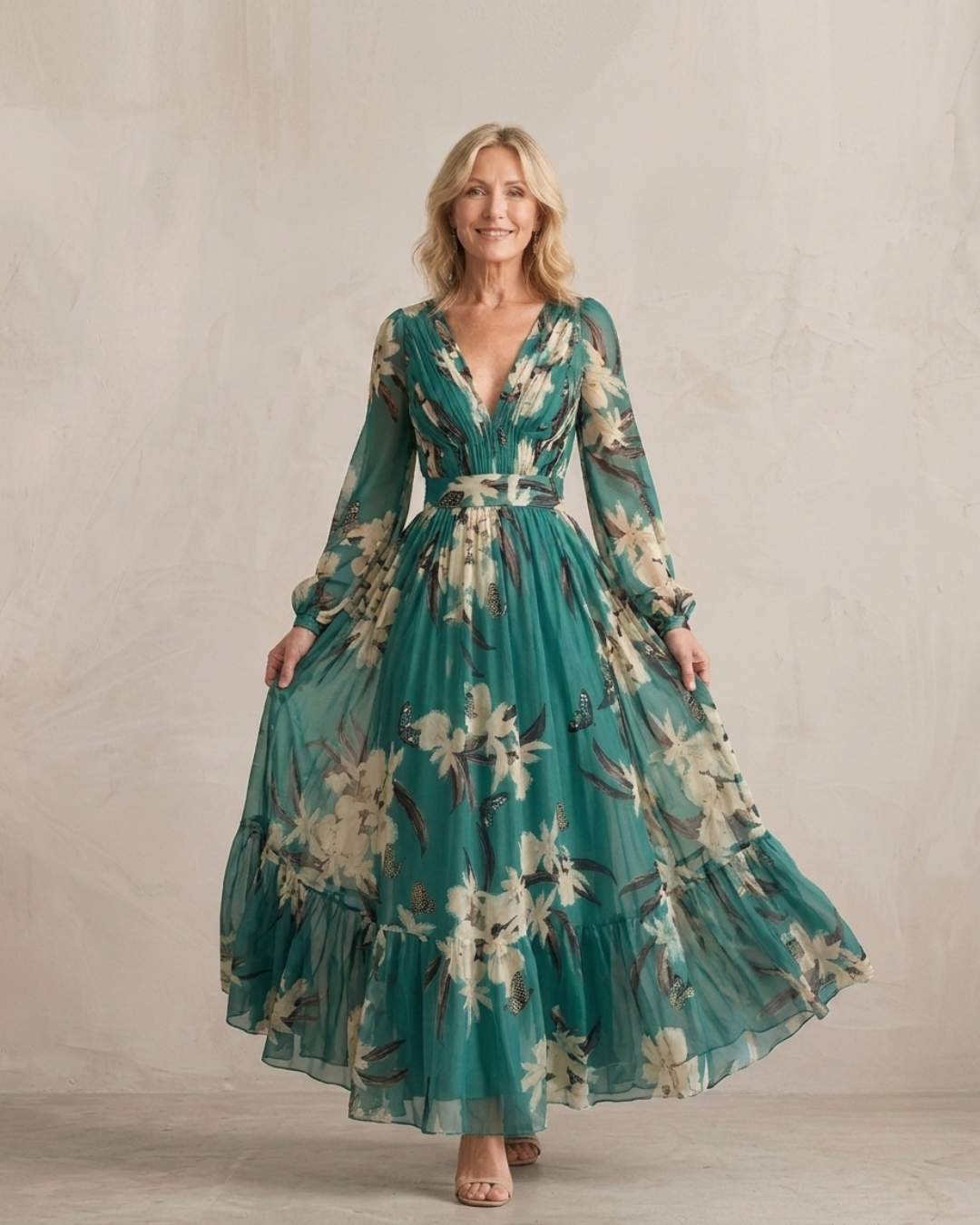 ISADORA — Floral Butterfly Chiffon Maxi Dress