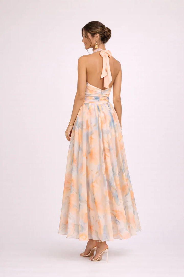 HALTER | Watercolour Print Maxi Dress