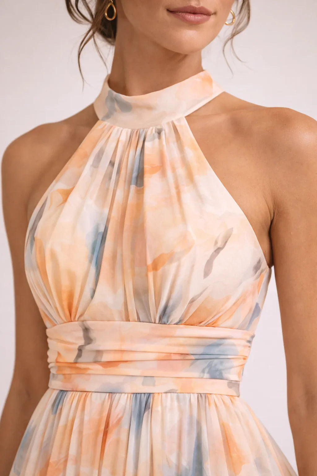 HALTER | Watercolour Print Maxi Dress