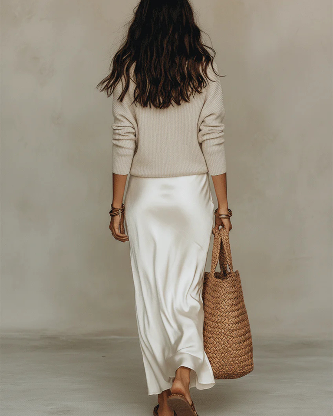 ELENA | Satin Midi Dress with Sweater