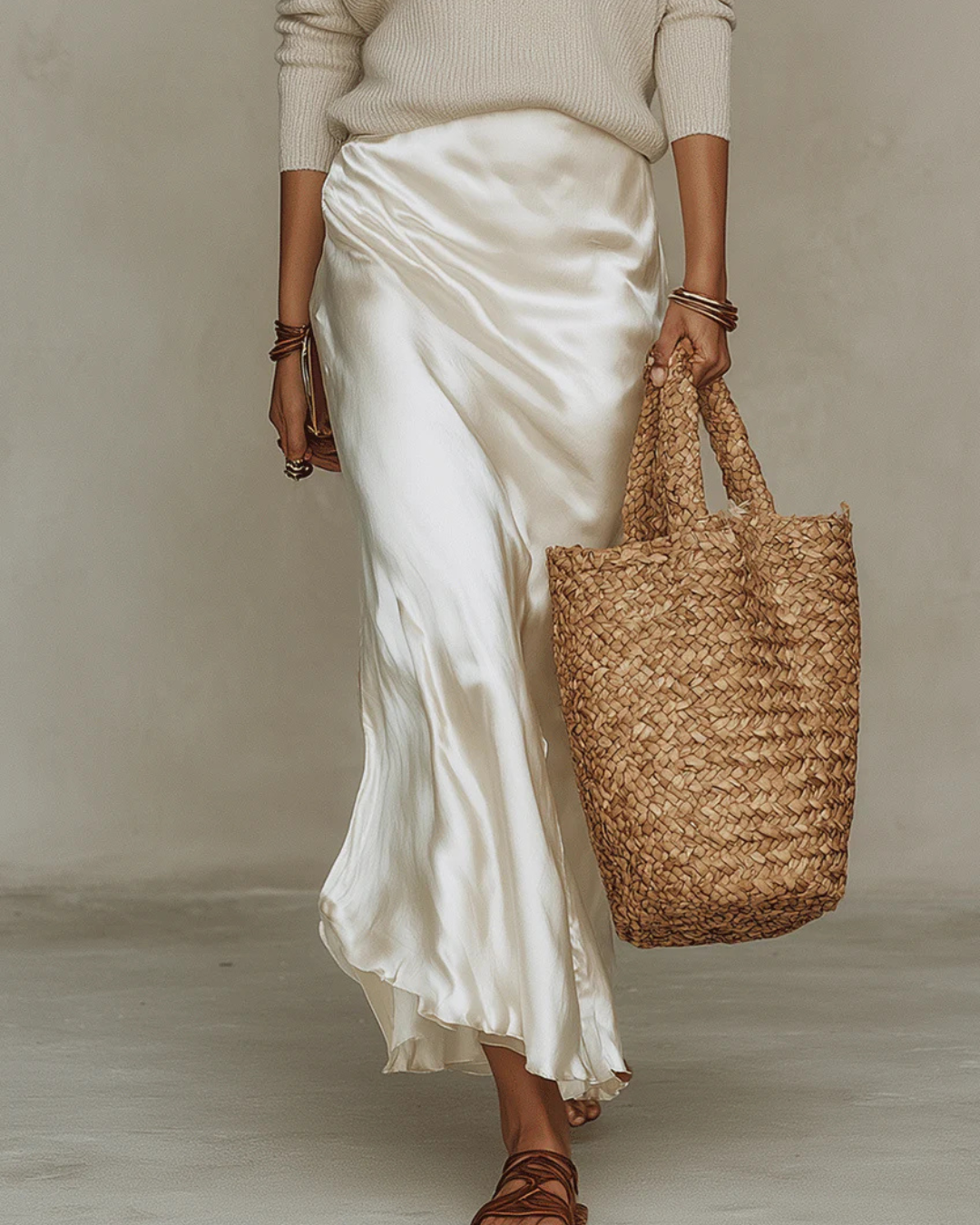 ELENA | Satin Midi Dress with Sweater