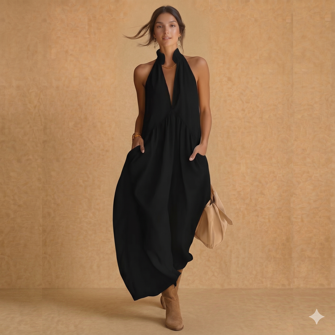 SERENE | Minimalist Halter Neck Maxi Dress