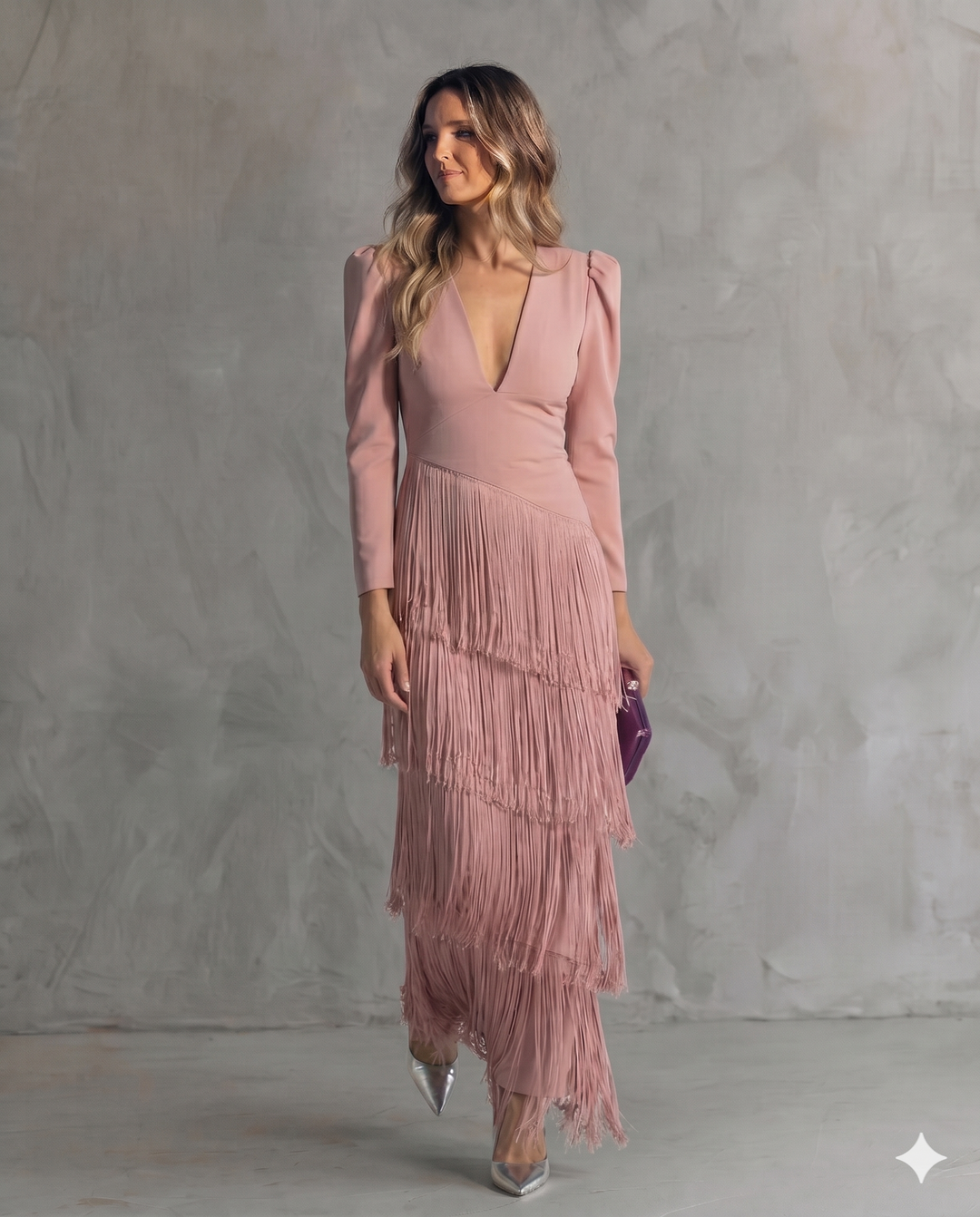 CLARA | Elegant Dress with Fringe Sleeves