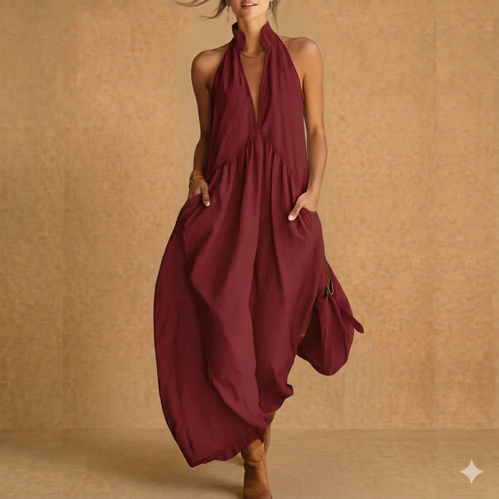 SERENE | Minimalist Halter Neck Maxi Dress