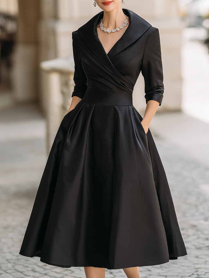 VICTORIA™ | Satin Elegance Midi Dress