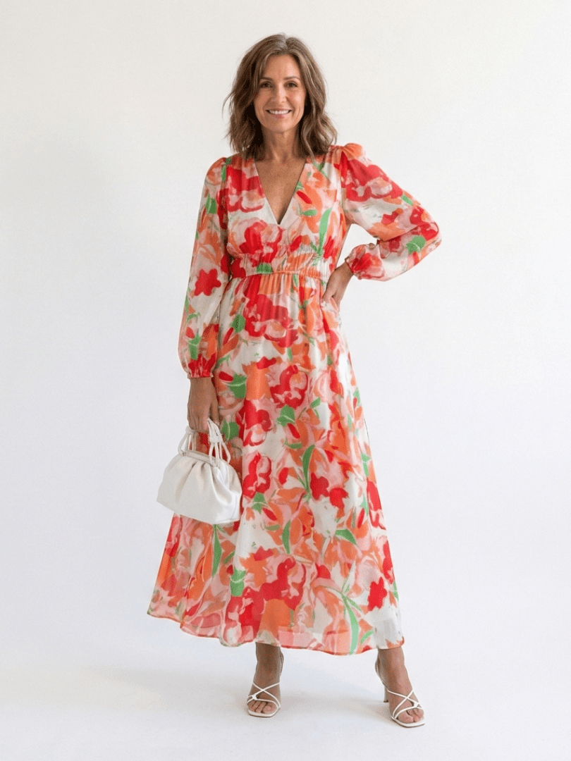 Althea | Long Sleeve Floral Maxi Dress - Harry & Olivia Birmingham