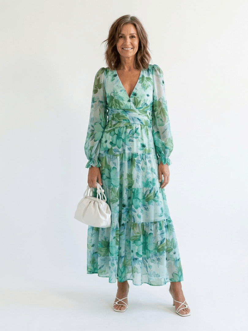 Althea | Long Sleeve Floral Maxi Dress - Harry & Olivia Birmingham