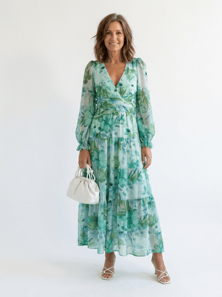 Althea | Long Sleeve Floral Maxi Dress - Harry & Olivia Birmingham