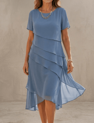 Amara | Elegant Cascade Midi Dress - Harry & Olivia Birmingham