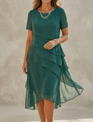 Amara | Elegant Cascade Midi Dress - Harry & Olivia Birmingham