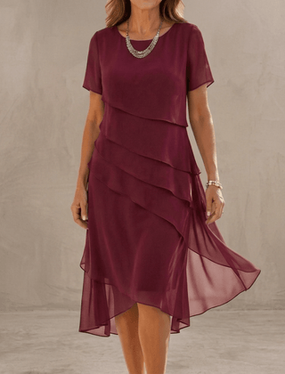 Amara | Elegant Cascade Midi Dress - Harry & Olivia Birmingham