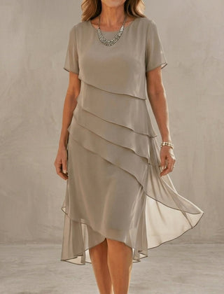 Amara | Elegant Cascade Midi Dress - Harry & Olivia Birmingham