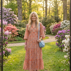 Amara | Geometric Print V Neck Tiered Midi Dress - Harry & Olivia Birmingham