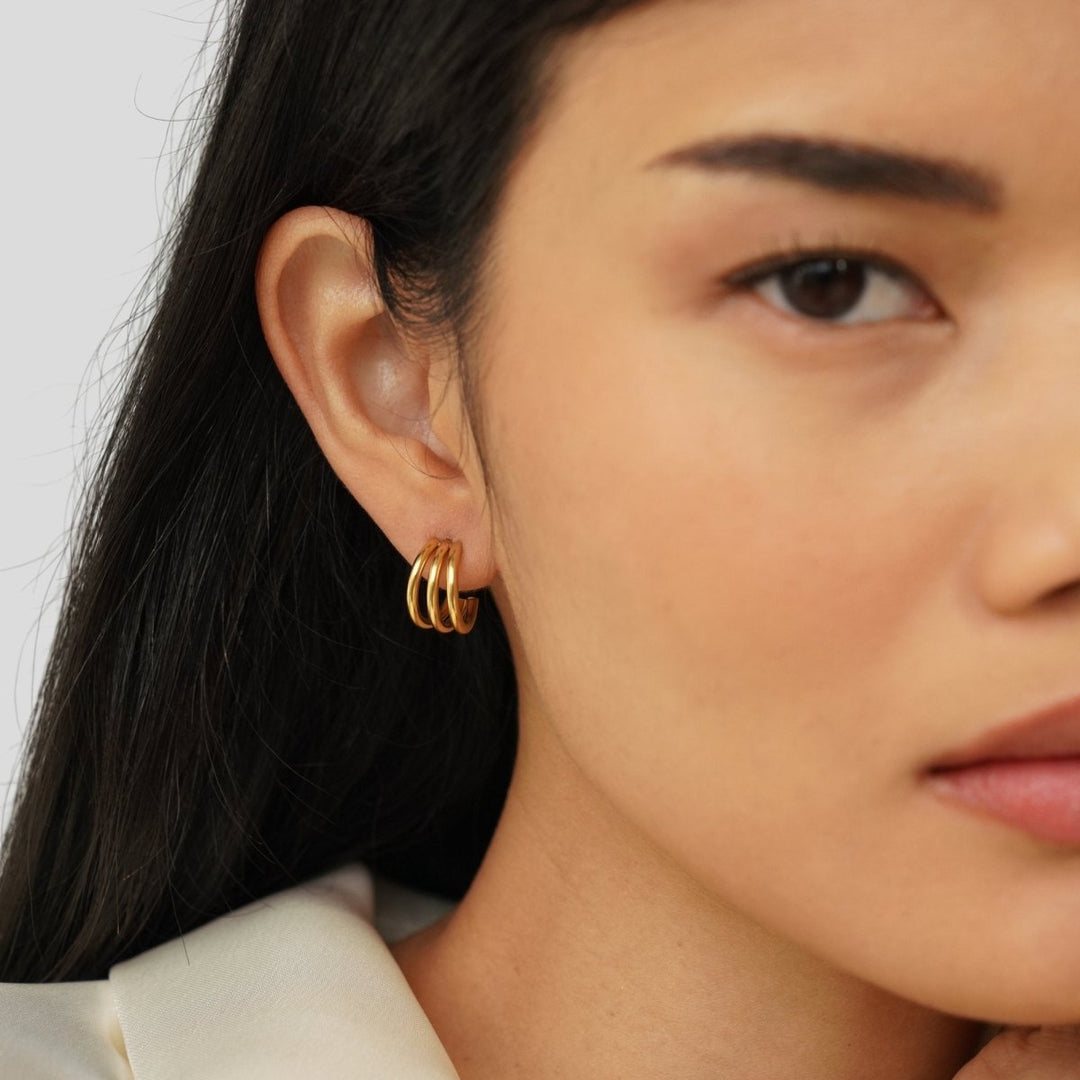 Anaya Triple Gold Hoop Earrings - Harry & Olivia Birmingham