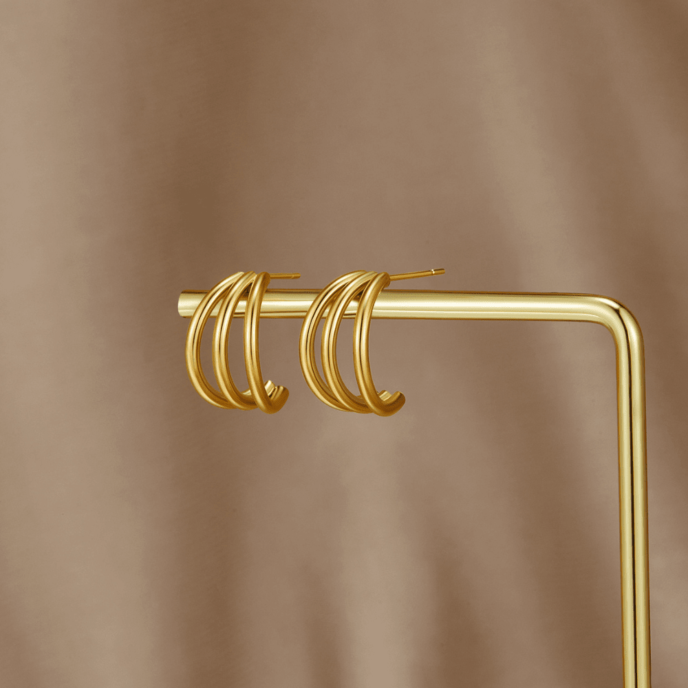 Anaya Triple Gold Hoop Earrings - Harry & Olivia Birmingham