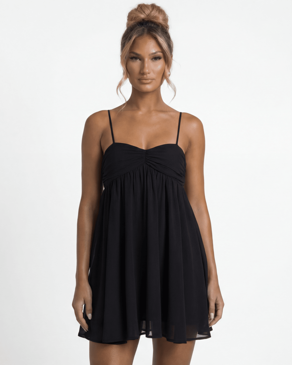 ANGEL | Ruched Babydoll Mini Dress - Harry & Olivia Birmingham