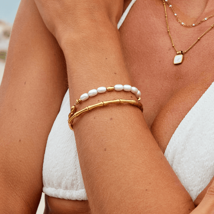 Ara Golden Bamboo Bangle - Harry & Olivia Birmingham