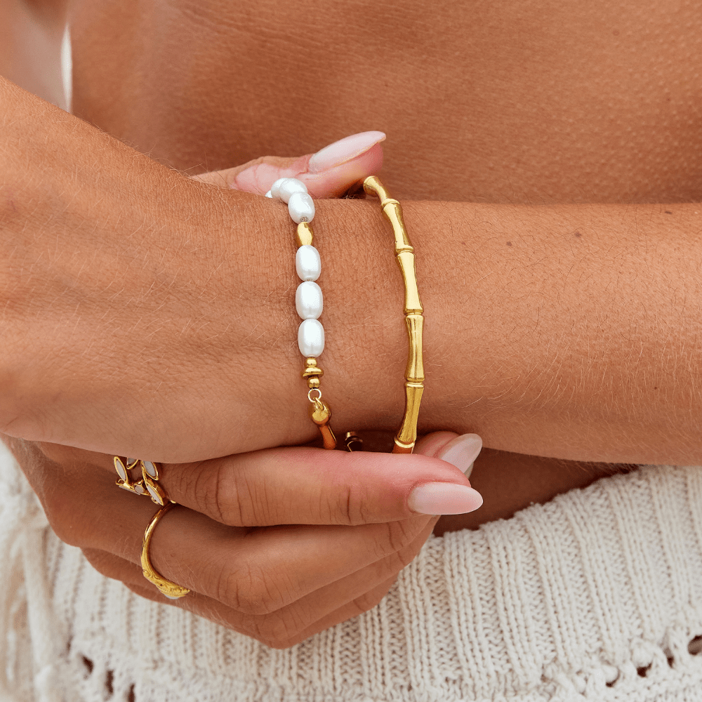 Ara Golden Bamboo Bangle - Harry & Olivia Birmingham