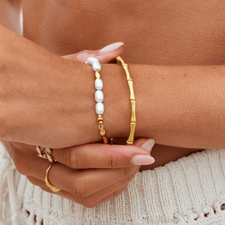 Ara Golden Bamboo Bangle - Harry & Olivia Birmingham