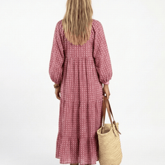 Arlette | Geometric Print Long Sleeve Midi Dress - Harry & Olivia Birmingham