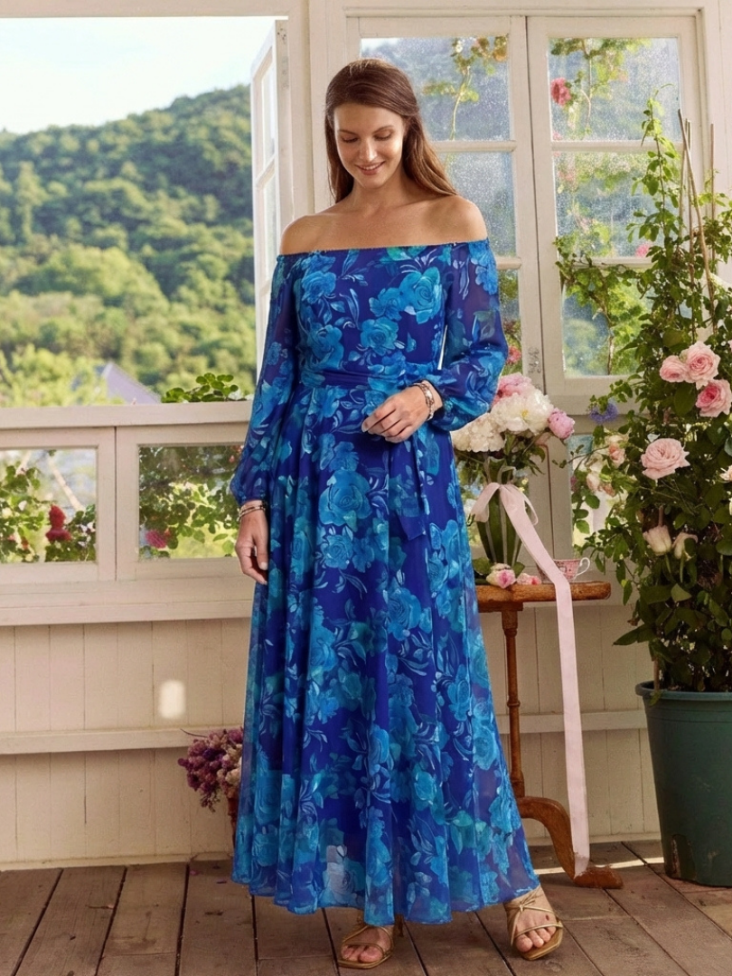 Aspen | Off Shoulder Floral Maxi Dress - Harry & Olivia Birmingham