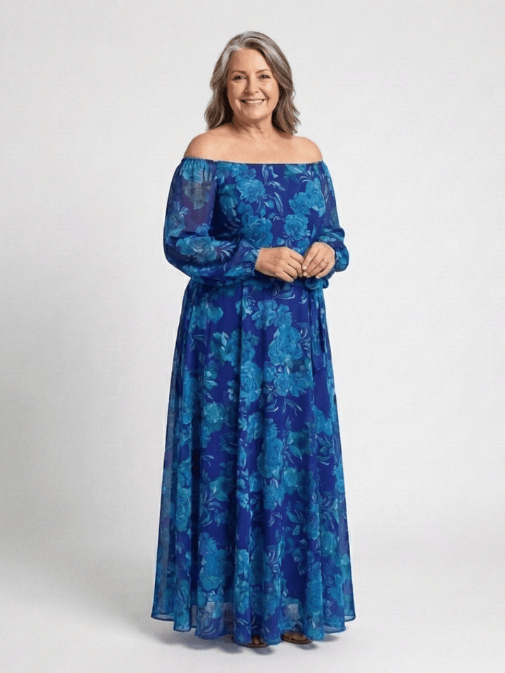 Aspen | Off Shoulder Floral Maxi Dress - Harry & Olivia Birmingham