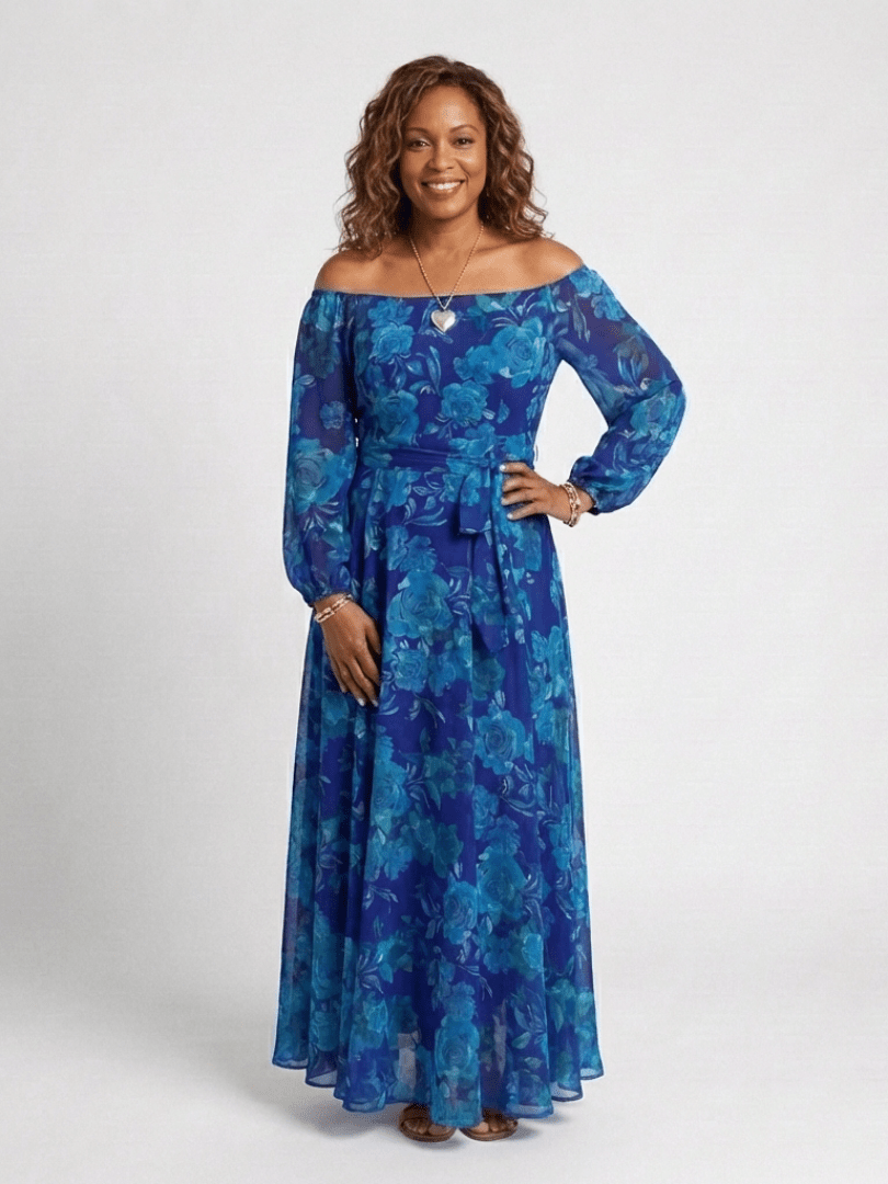 Aspen | Off Shoulder Floral Maxi Dress - Harry & Olivia Birmingham