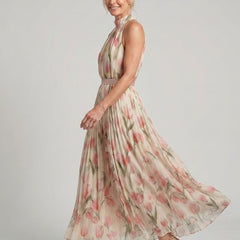 Aurelle | Halter Neck Floral Midi Dress - Harry & Olivia Birmingham