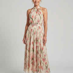 Aurelle | Halter Neck Floral Midi Dress - Harry & Olivia Birmingham