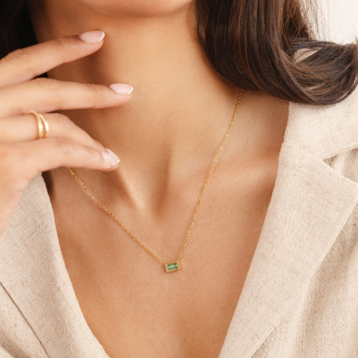 Baguette Birthstone Necklace - Harry & Olivia Birmingham