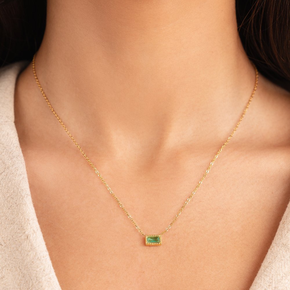 Baguette Birthstone Necklace - Harry & Olivia Birmingham
