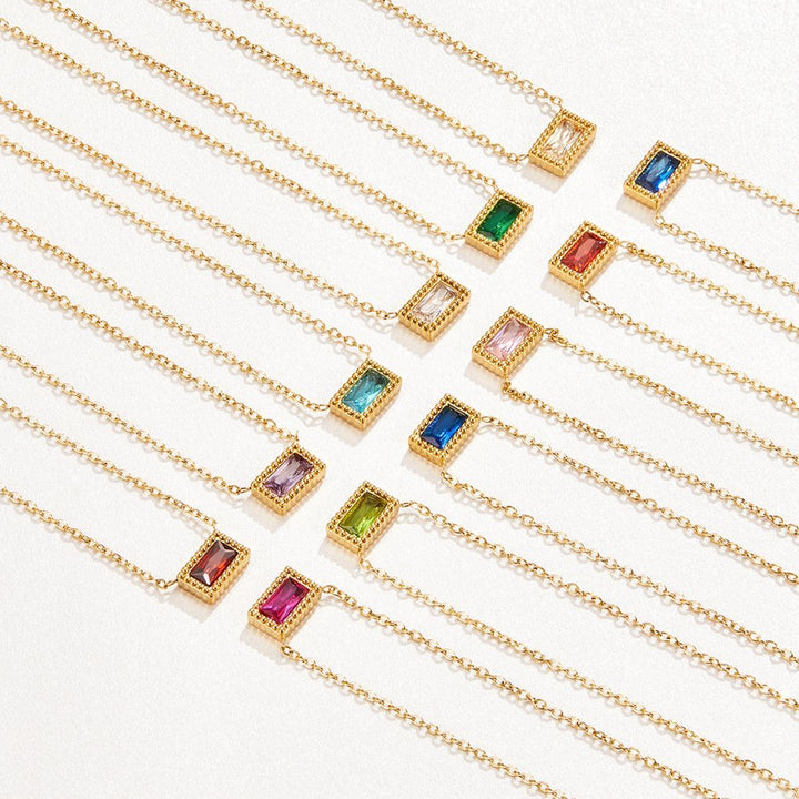 Baguette Birthstone Necklace - Harry & Olivia Birmingham
