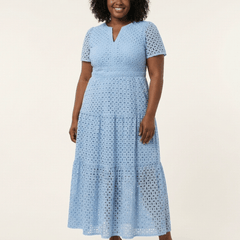Brielle | V Neck Short Sleeve Tiered Midi Dress - Harry & Olivia Birmingham