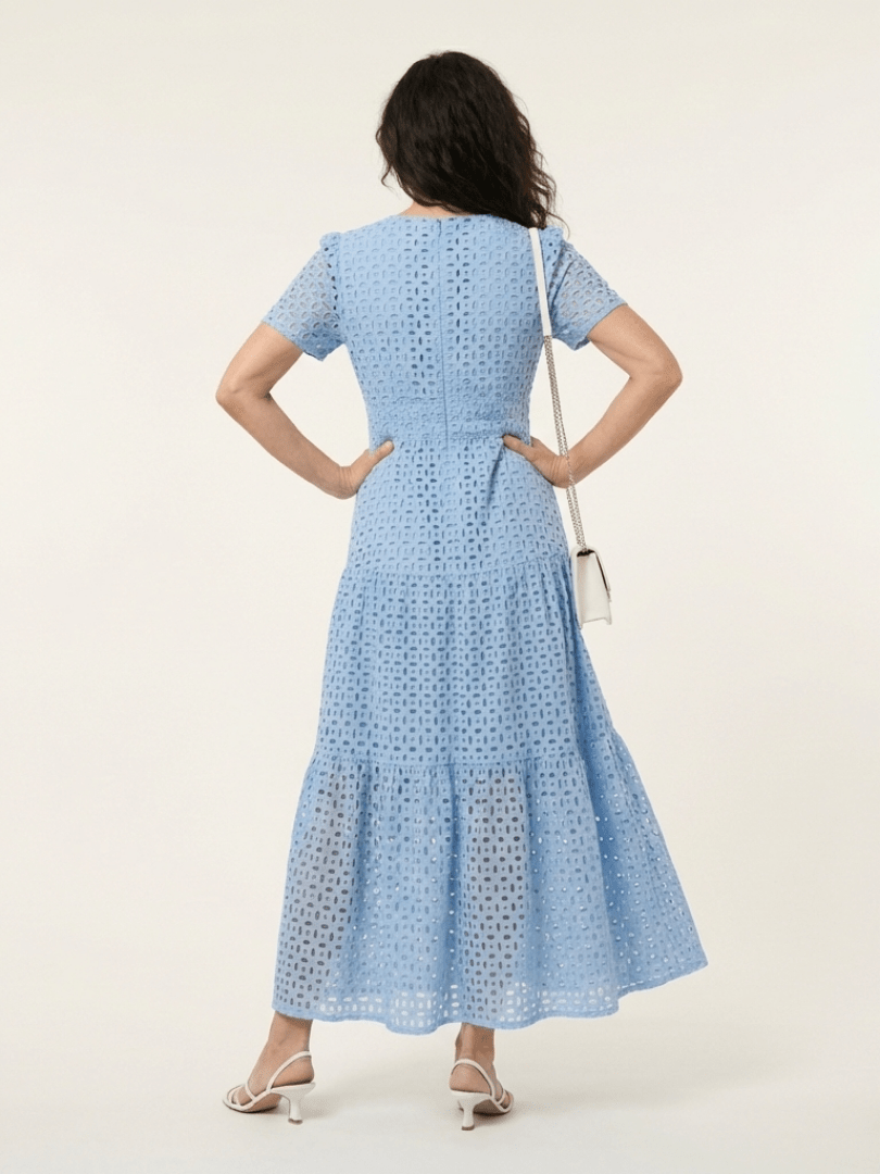 Brielle | V Neck Short Sleeve Tiered Midi Dress - Harry & Olivia Birmingham