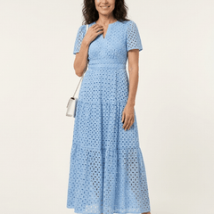 Brielle | V Neck Short Sleeve Tiered Midi Dress - Harry & Olivia Birmingham