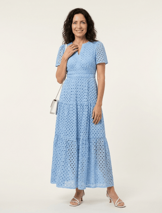 Brielle | V Neck Short Sleeve Tiered Midi Dress - Harry & Olivia Birmingham