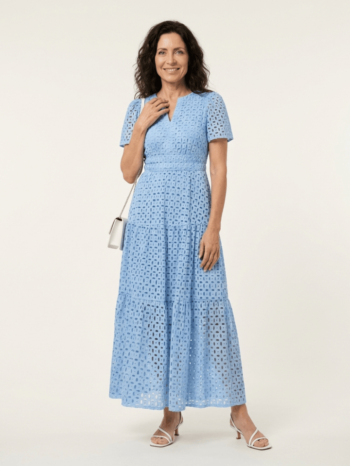 Brielle | V Neck Short Sleeve Tiered Midi Dress - Harry & Olivia Birmingham