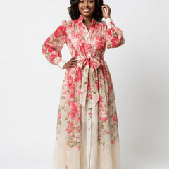 Cressida | Floral Sheer Long Sleeve Maxi Dress - Harry & Olivia Birmingham